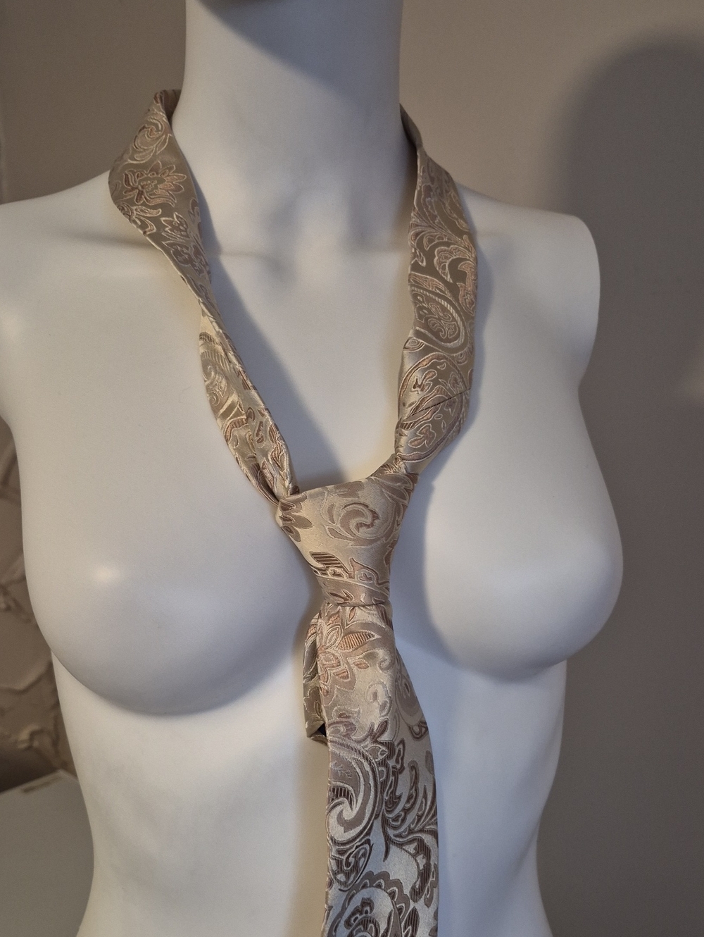 Stafford Beige Paisley Silk Tie